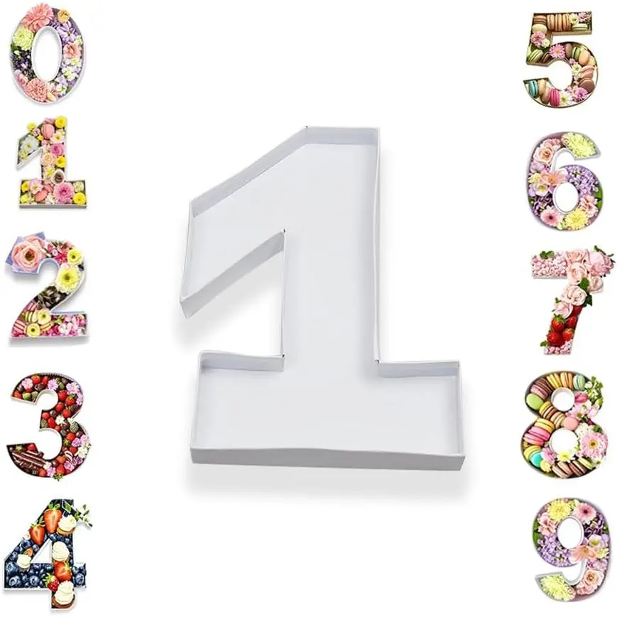 10" Cardboard Number Mache Fillable Sweets Candy Container Box for Chocolate Covered Strawberries (White, 1)