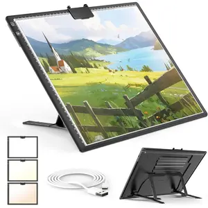 A3 Rechargeable Diamond Painting Light Board, Tracing Light Box with Stand and Clip, Portable LED Light Pad for Drawing, Sketching, Animation