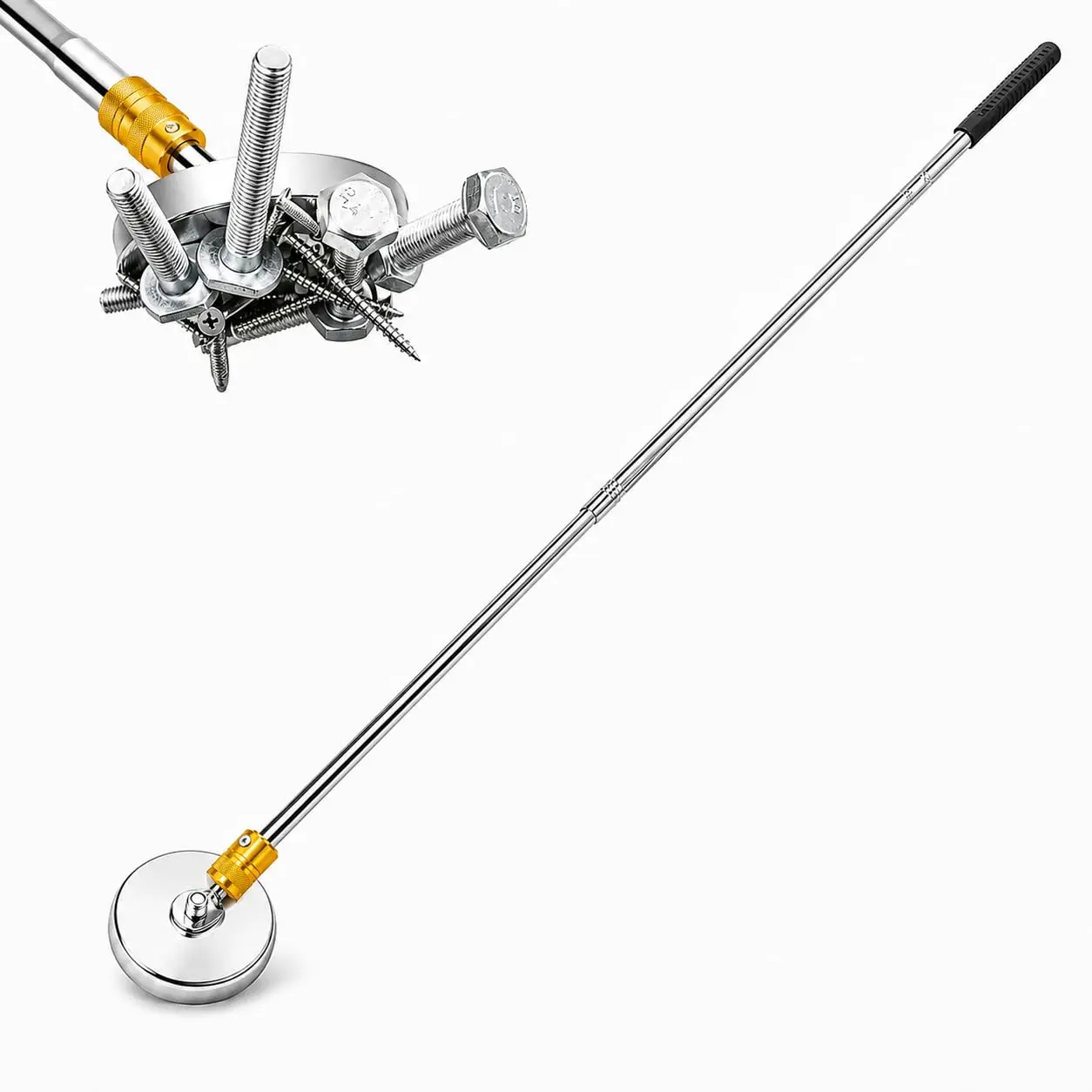 100lbs Heavy Duty Magnetic Pickup Tool with Stainless Steel Long Handle, Powerful Magnet Sweeper, Industrial-Strength Metal Pickup Stick for Garage, Workshop Use