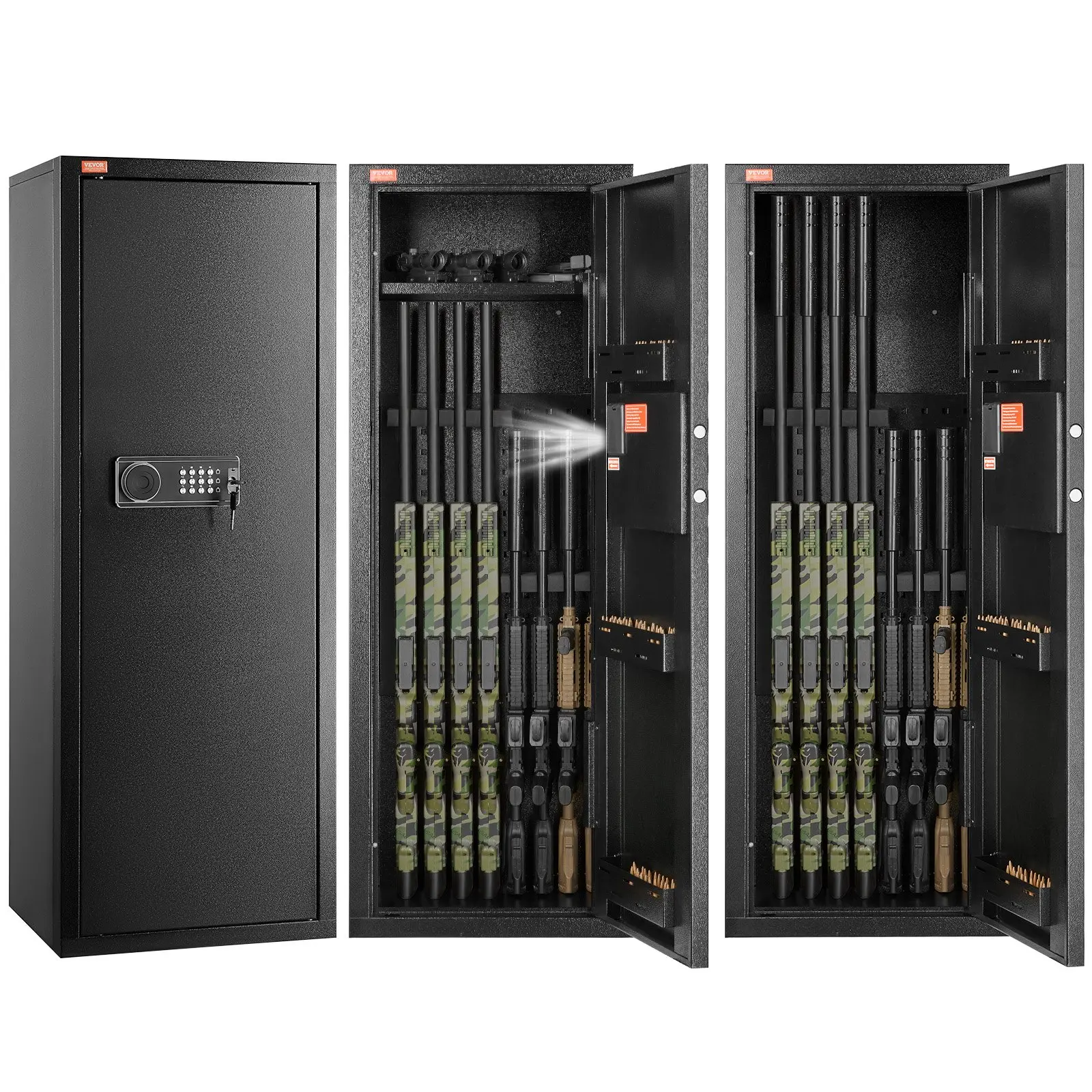 VEVOR 6-8 Rifles Gun Safe, Rifle Safe with Lock Digital Keypad, Quick Access Tall Gun Storage Cabinet with Removable Shelf, Rifle Cabinet for Home Rifle and Shotguns