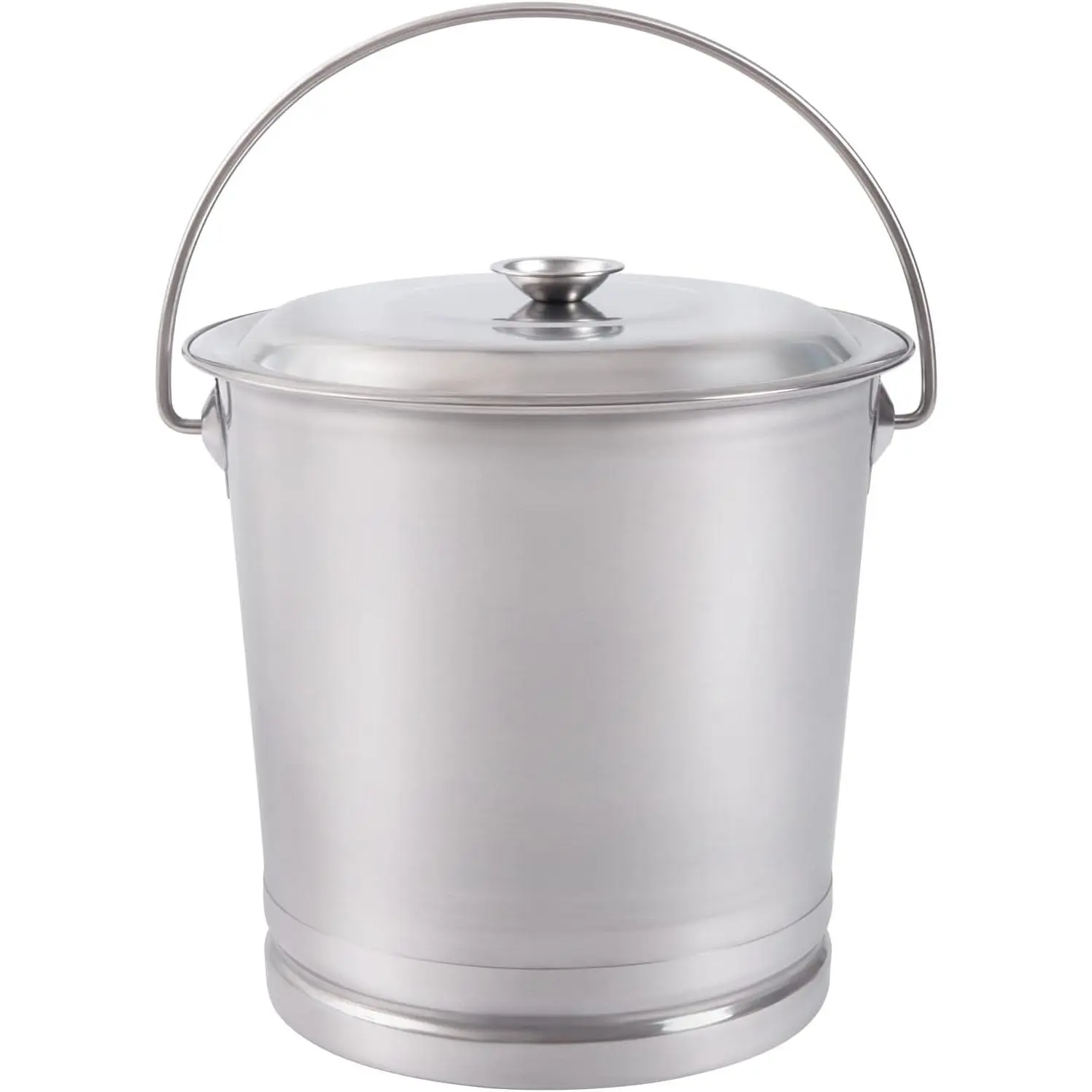 2.1Gal Stainless Steel Bucket with Lid and Handle,Stainless Steel Multipurpose Bucket w/Raised Bottom,Round Metal Compost Ice Bucket Water Milk Pail Bucket Silver Kitchen Garbage Can Kitchen Trash Can