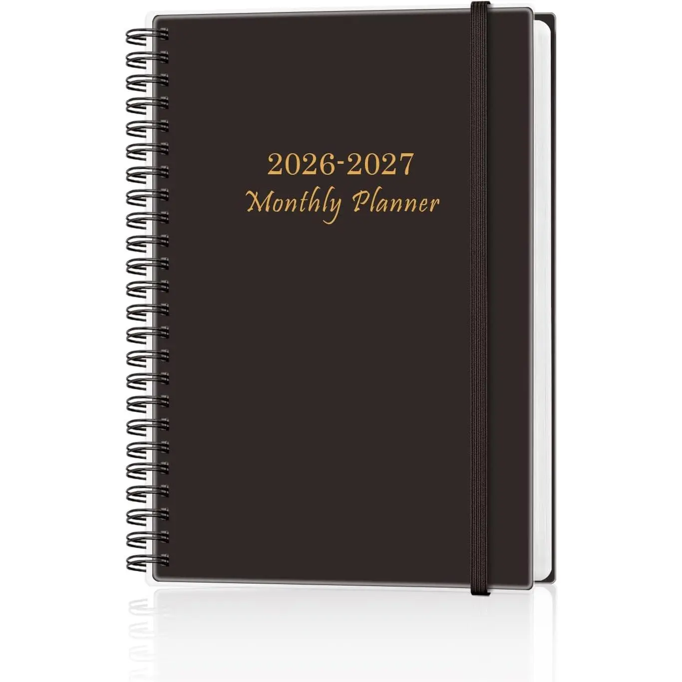 2026-2027 Monthly Planner – July 2026 to December 2027, 5.8" x 8.5", Black | Monthly Calendar 2026-2027, 18 Month Planner with Spiral Binding , Inner Pocket, Elastic Closure