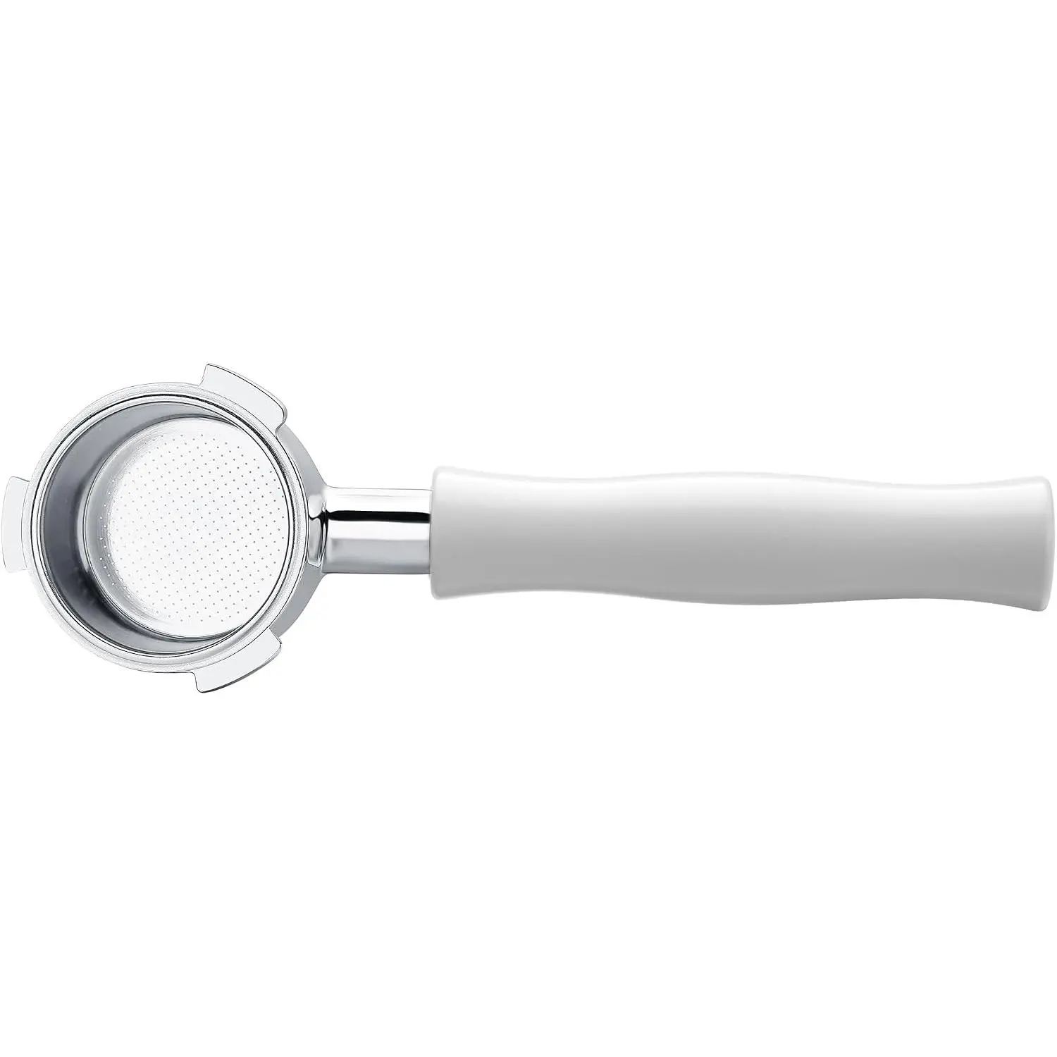 51mm Naked Bottomless Portafilter 3 Ears Fits Delonghi Dedica EC680 and EC685, SMEG EUPA Espresso Machines, White Anodized  Handle, Included 18g Portafilter Basket