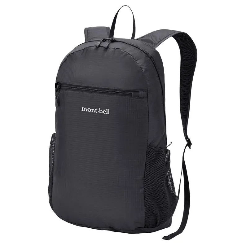Montbell 15L Unisex Nylon Backpack with Front Logo Print – Black