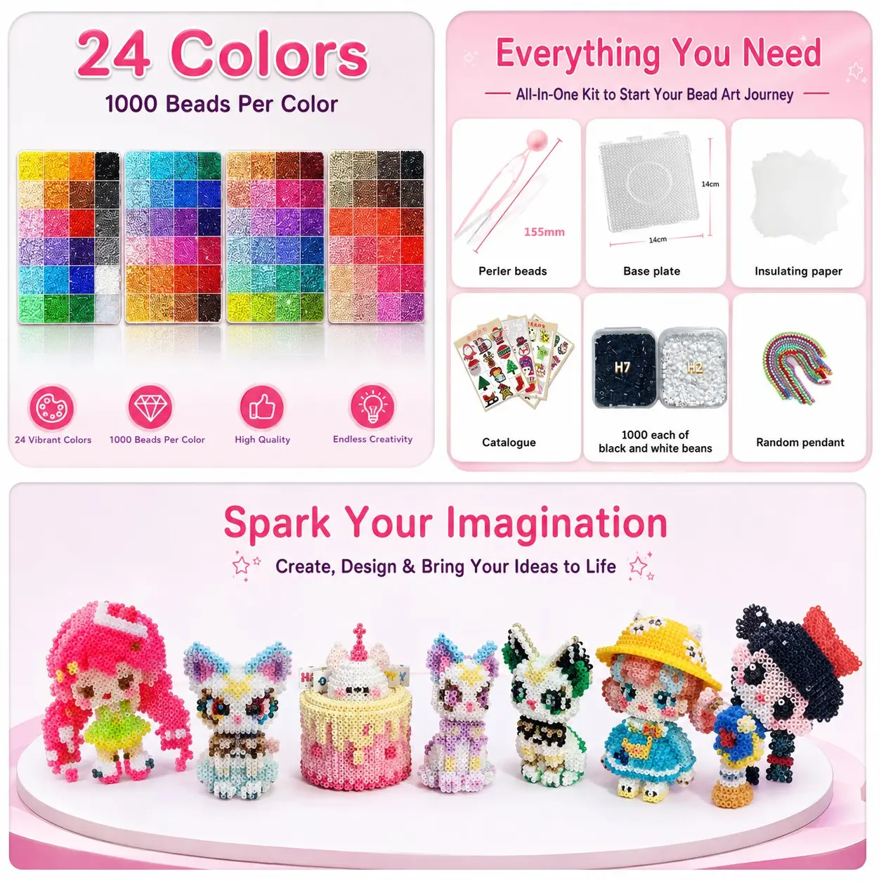 Complete DIY Perler beads Puzzle Kit, 2.6mm 3D Mard Puzzle Tools, Full Set Puzzle Materials, Boxed Puzzle Making Supplies, Creative Craft Kit