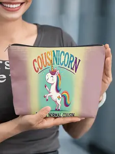 cosmetic bag 1pc, Cool Unicorn Cousin, Zippered toiletries organizer box, suitable for storing small items, daily necessities, cosmetics, and as a birthday, graduation, or travel gift for women, or a souvenir pouch.