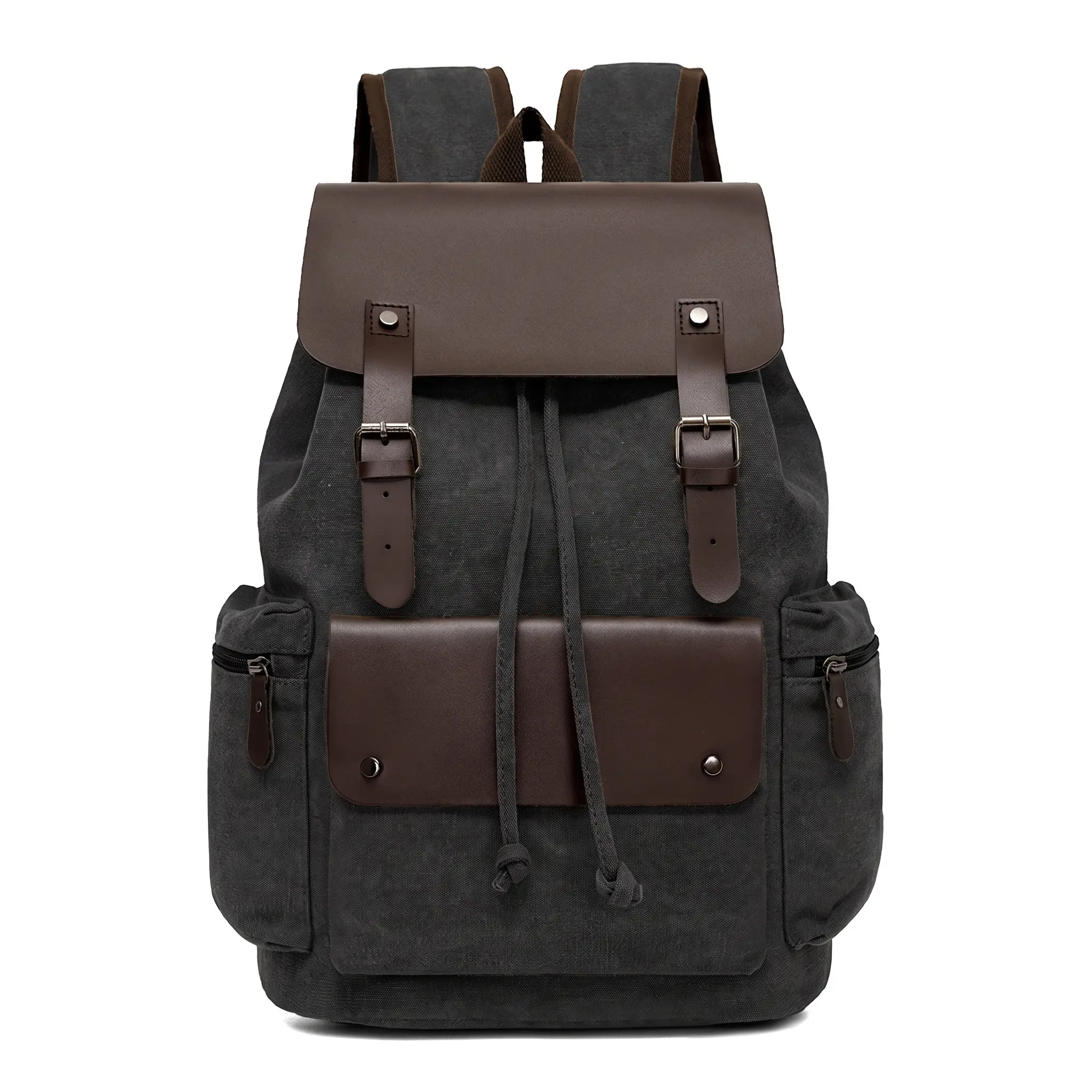 Retro Canvas Backpack For Men Women 15 Inch Laptop Bag 36 55L Large Capacity Casual Travel Wear Resistant Suede Trim Padded Straps Solid Color