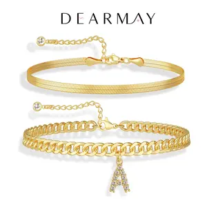 Dearmay Ankle Bracelet for Women Stack Gold Anklet with Letter Pendant DealsForYouDays Adjustable Anklet Set Stackable Jewelry Summer Beach Accessories Gift for Girls