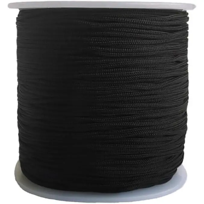 1MM 140 Yards Nylon String Cord Nylon Braided Beading Thread for Friendship Bracelet  Making Chinese Knotting Arts and Crafts Macrame (Black)