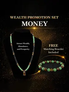 [Buy Necklace Free bracelet]Money Attraction Necklace Set with Green Aventurine & Tiger Eye, beaded jewelry protection bracelet encouragement gift fashion artificial bracelet of the day Colorblock Beaded Crystal Bracelet , Good Luck & Abundance