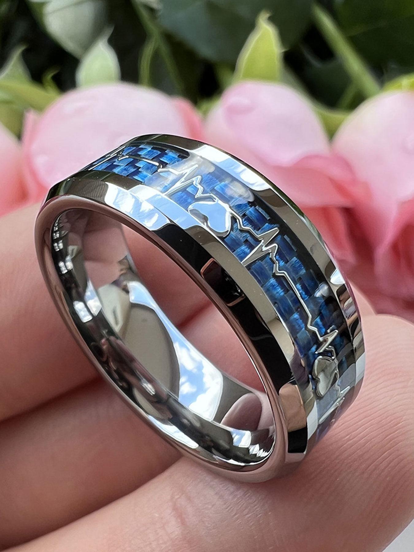 Stainless Steel Ring, Fashion Heartbeat Design Ring for Party, Daily Decor, Trendy All-match & Exquisite Jewelry for Birthday Gift, Statement Multi Ring