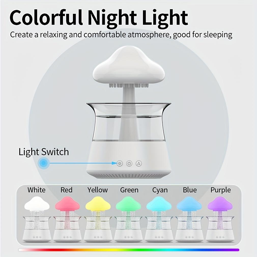 Cloud Shaped Desktop Air Humidifier, USB Powered Water Drop Humidifier with 7 Colors Changing, Waterfall Light Mushroom Sound Rain Cloud Aromatherapy Diffuser, Aroma Diffuser Humidifiers