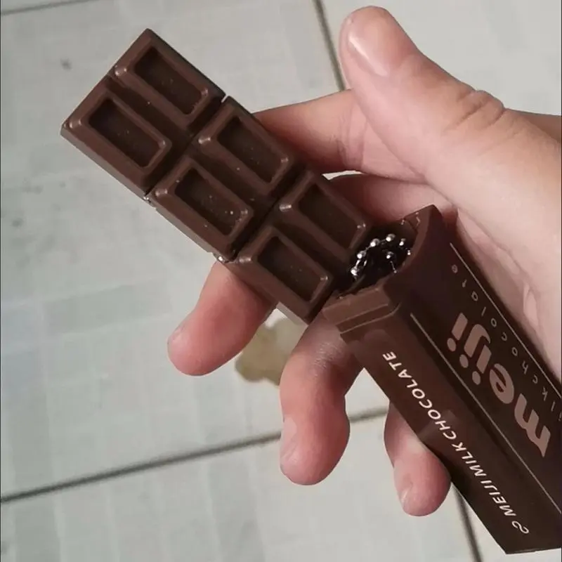 Hot Simulated Meiji Chocolate Fidget Toy Bendy Snap-And-Play Stress Relief JP Style Keychain Pendant Funny Gift Creative Gadgets