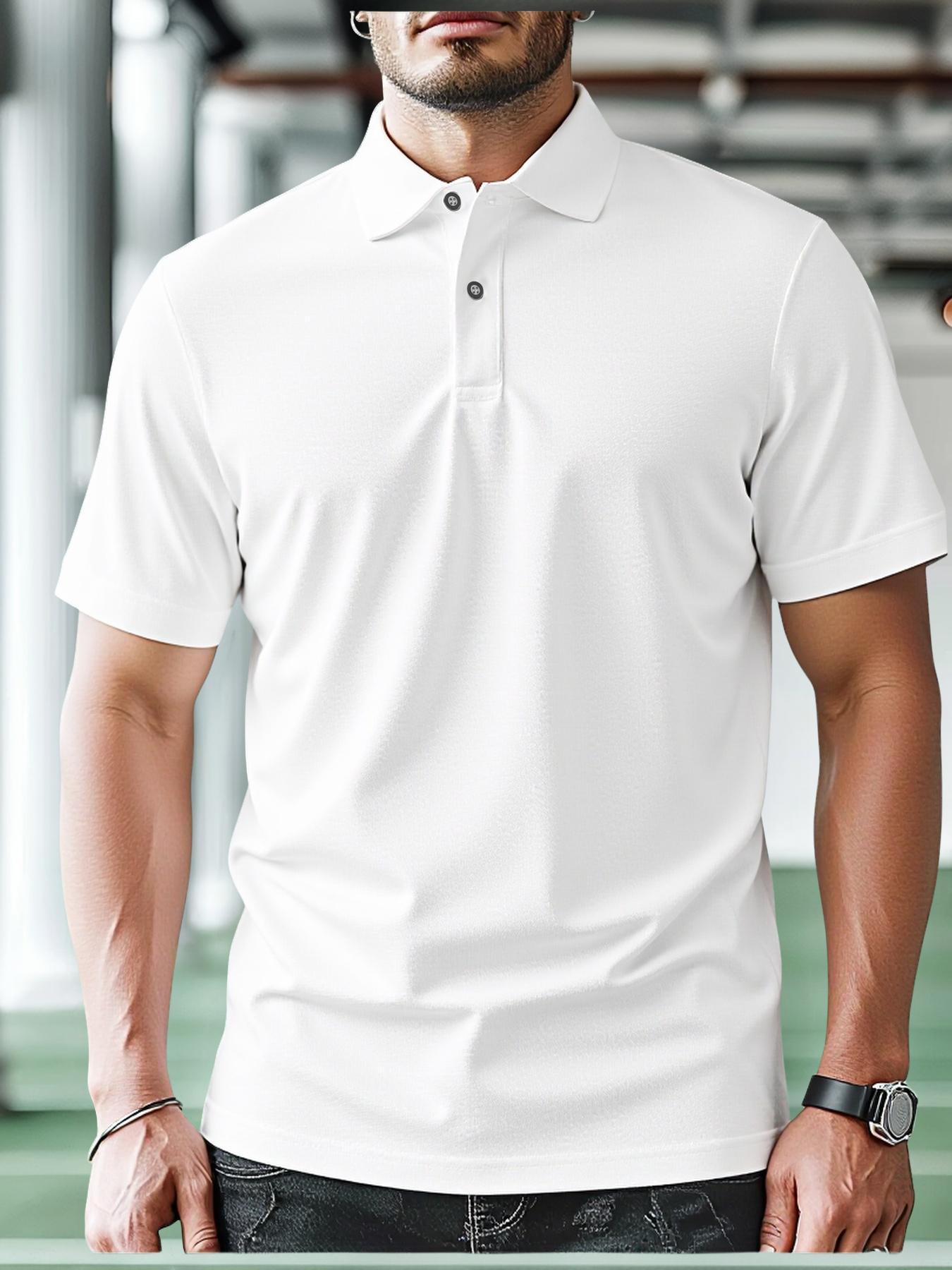 Men's Regular Fit Solid Color Pique Polo Shirt, Casual Short Sleeve Collared Top for Summer, Fashion Men's Clothes for Daily Wear, Tropical