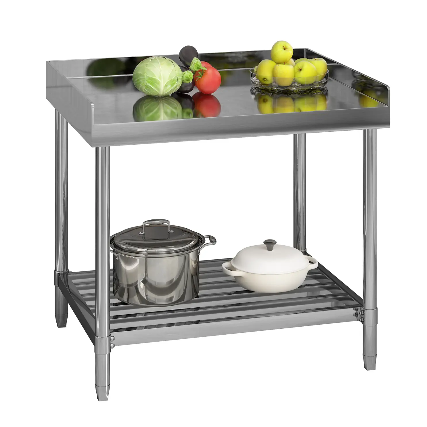 36x30 Inch Heavy-Duty Metal Commercial Stainless Steel Work Table - Rear Backsplash, Adjustable Lower Undershelf, Lightweight Multi-Purpose Utility Prep Desk with Easy Installation for Restaurant, Home Industrial Use