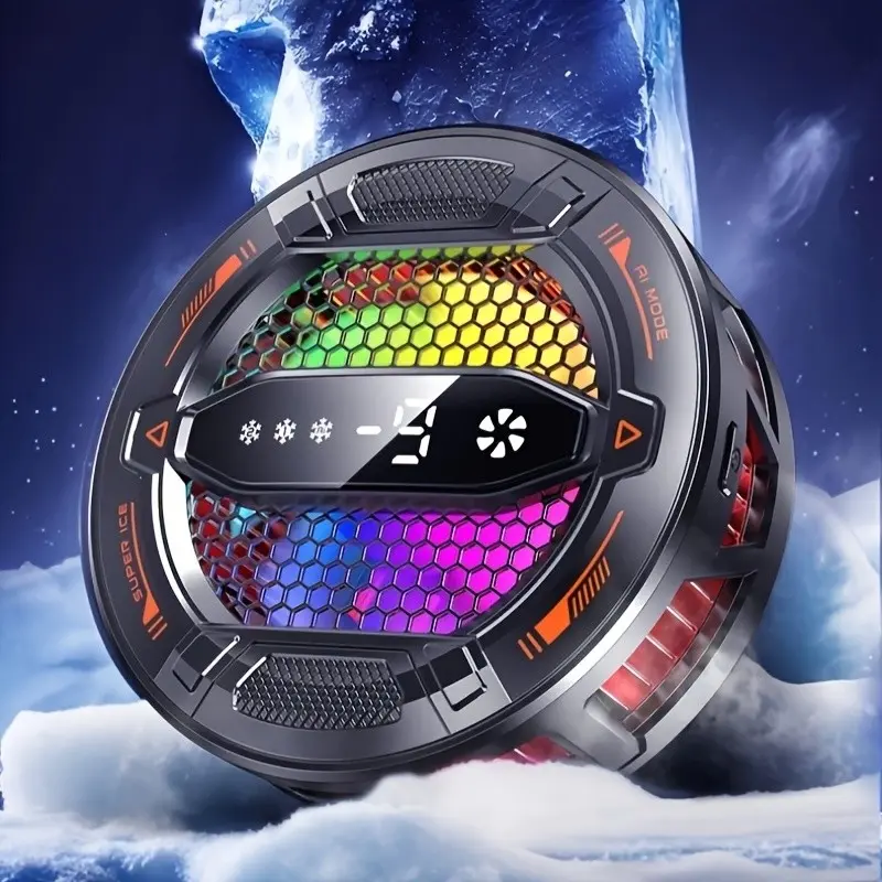 Mobile Phone Cooler, Semiconductor Cooling, Magnetic Back Clip, 3-Second Rapid Cooling, RGB LED Display, Type-C Silent Game Cooler, Cellphone Cooler