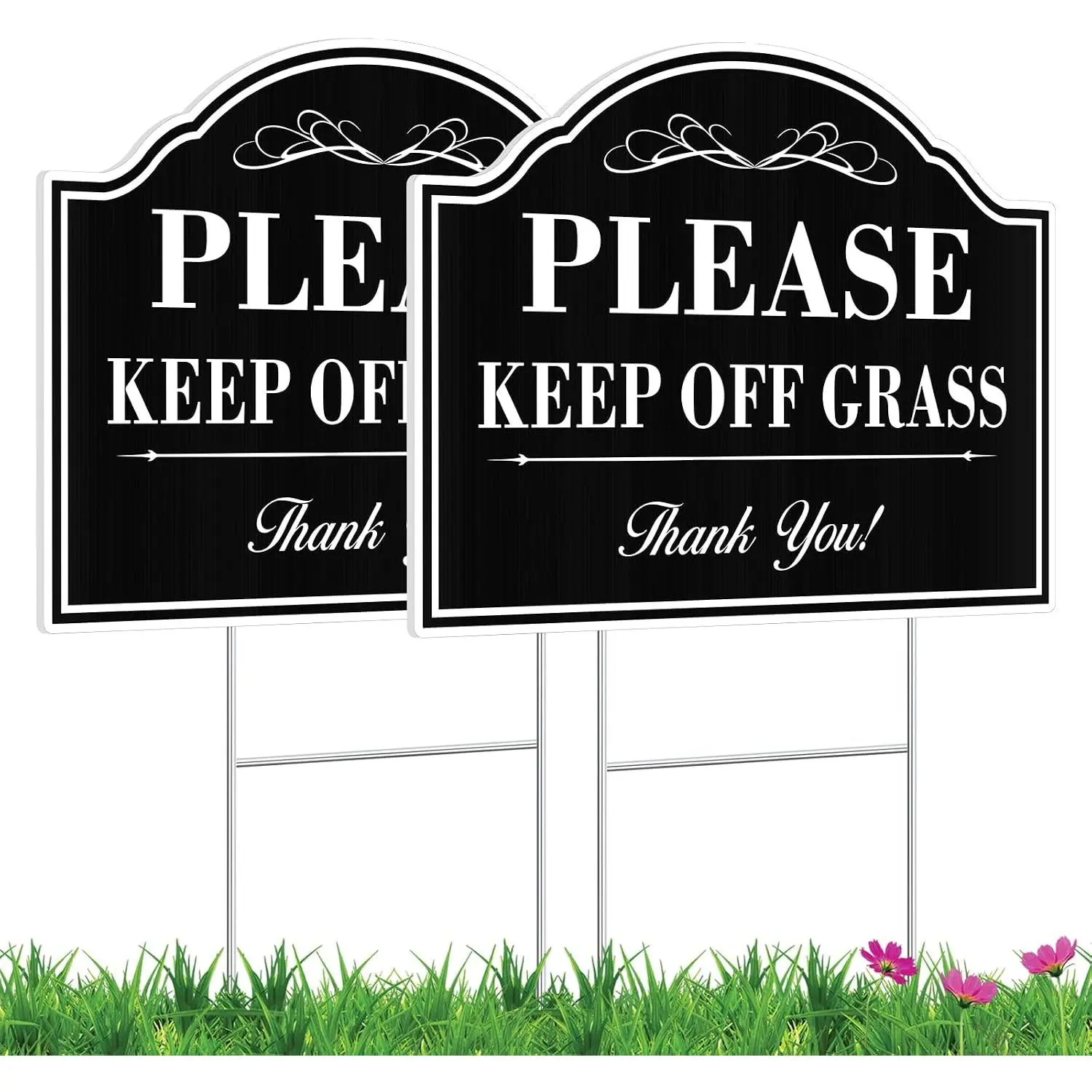 Keep Off Grass Sign- 2 Pack, 12x9 inches Please Keep Dogs Off Grass Sign for Yard with Stakes- Stay Off Lawn- Don't Step  The Grass Signs- Double-Sided 5mm Corrugated Plastic- Easy Install