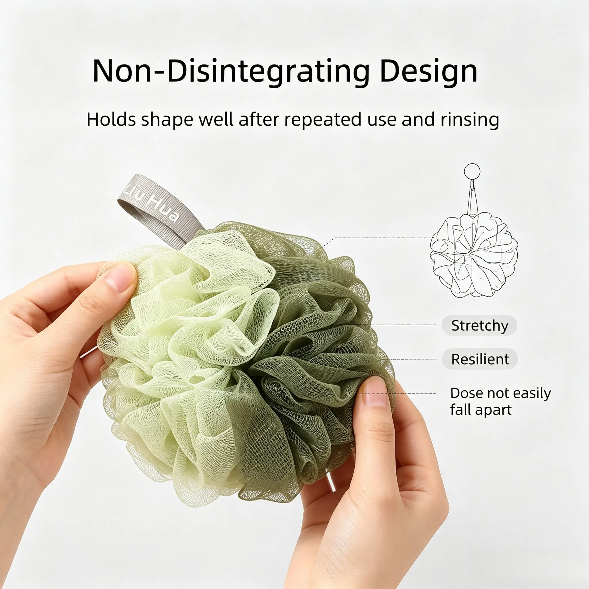 2pc Dual Color Bath Loofah Sponges, Body Wash Sponge, Extra Large Ultra Soft Shower Body Scrubber, No Shedding, Durable Bubble Maker, Bathroom Gift Set
