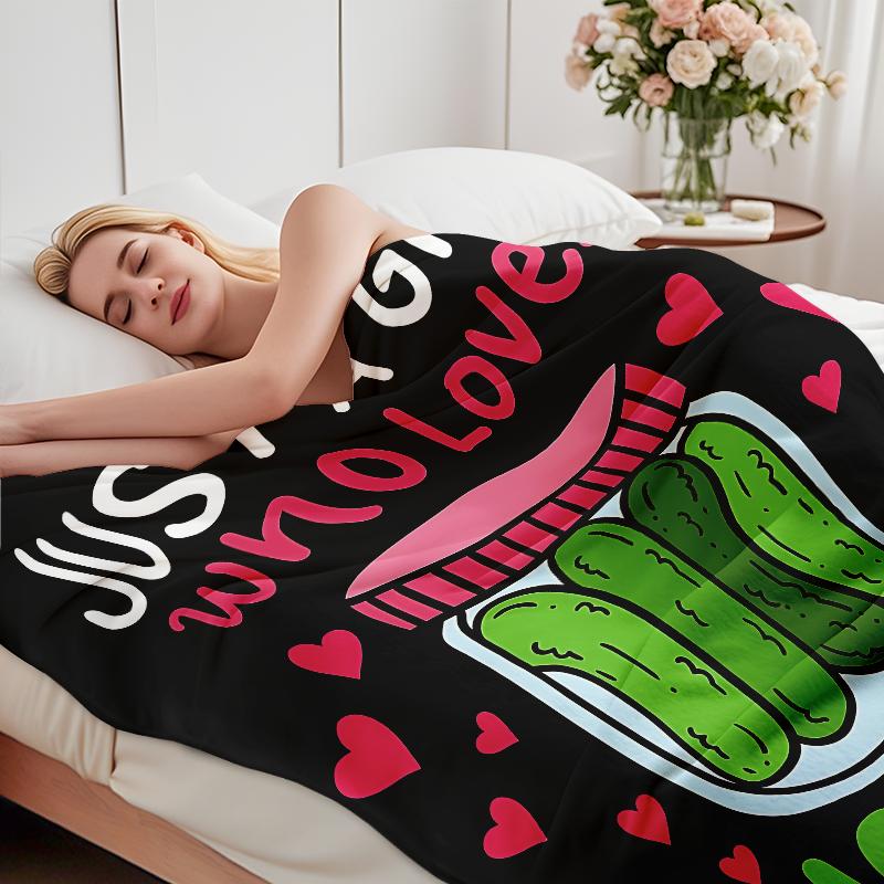 Festive Jelly Pickle Fleece Blanket Just A Girl Who Loves Pickles Blanket: The Viral Pickle Lover Throw Blowing Up TikTok, Ultra Soft Plush Fleece Blanket Printed In USA For Pickle Obsessed Foodies & Meme Fans