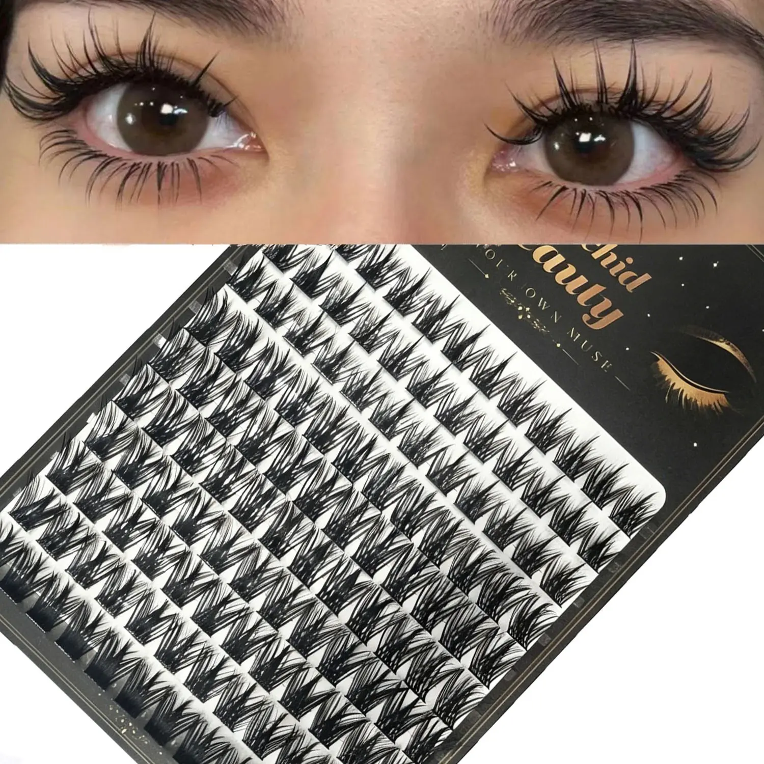 120 Clusters 3D Natural Fluffy Individual Cluster Lashes 11-13mm Premium D Curl Mink Eyelashes Soft Lightweight DIY Lash Extensions for Cosplay & Daily Makeup