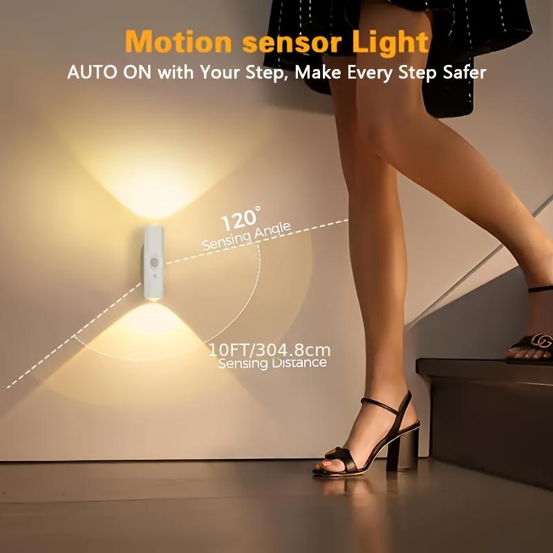 RGB Motion Sensor Night Light 3/4 Pack - Rechargeable Magnetic LED Ambient Lights with 7 Color Gradient, Smart Auto-On USB Convenient Charging Wall Lamp Indoor Lighting Long-Lasting Battery for Bedroom Stairs Hallway Wardrobe Entryway, Home Decor Gift