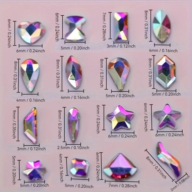 Rhinestone Nail Art Decoration, Glitter Rhinestones, 300pcs/bag Flatback Round Rhinestone & Flatback Odd Shaped Large Cubic Zirconia, Nail Art Accessories