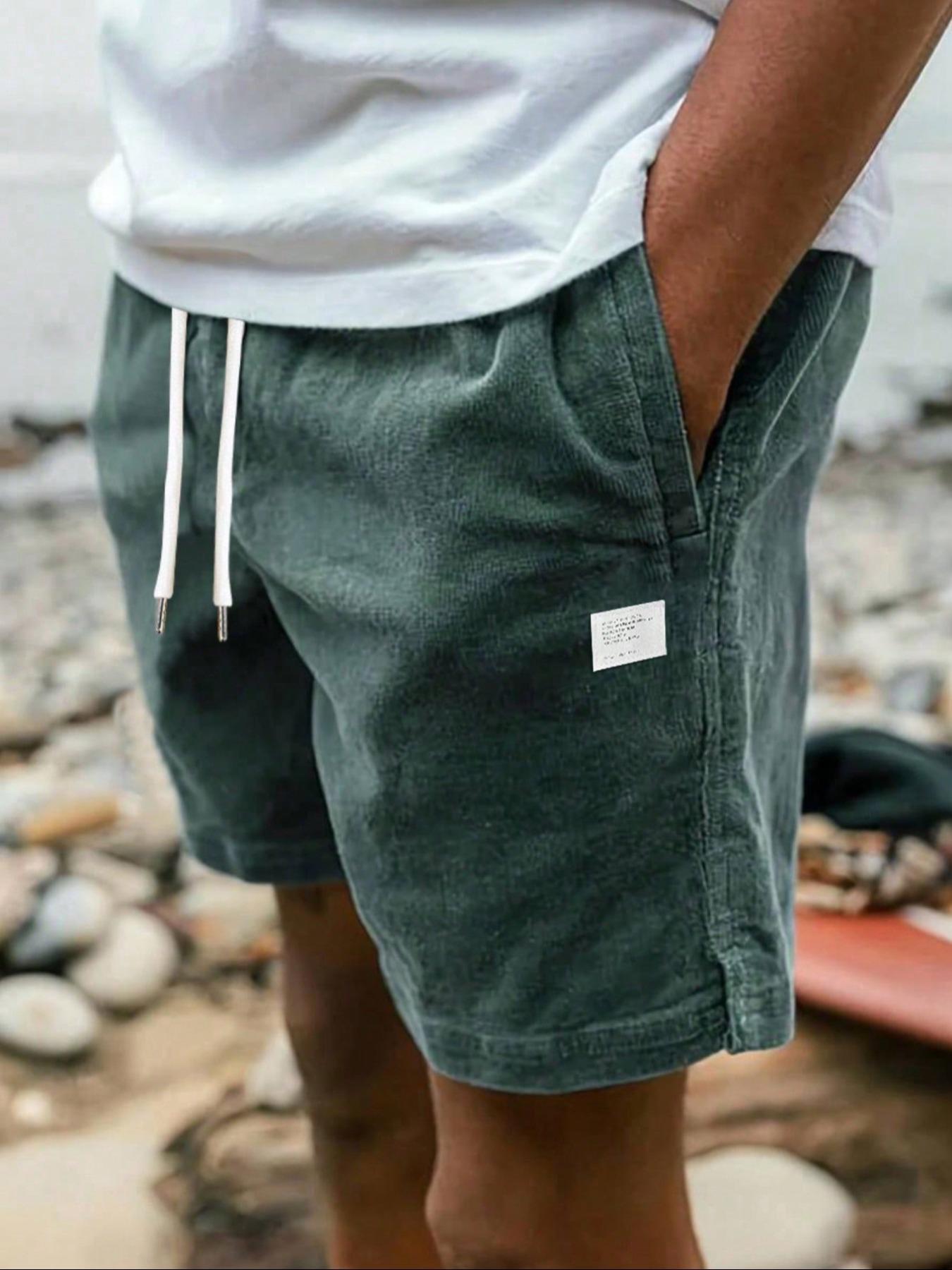 Men's Regular Fit Solid Color Corduroy Shorts, Casual Comfy Breathable Shorts for Summer, Men's Bottoms for Daily Wear, Outdoor Shorts, Casual Fashion Shorts