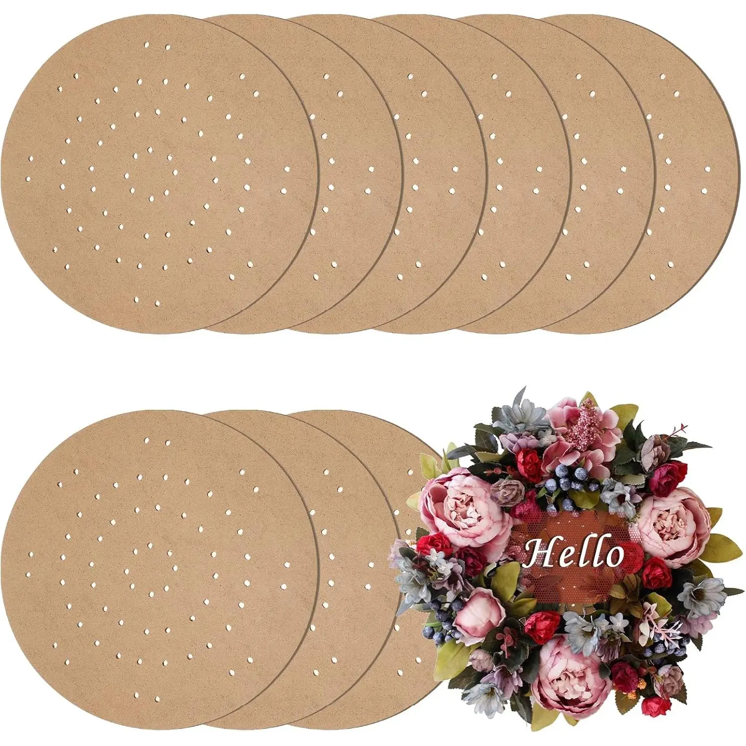9 count 10 Inch Wreath Boards with Holes,  Board Form with 100 Nylon Ties | DIY Round Frame Decorative Flower Boards Wreath Making Supplies for Wedding, Christmas,  Decor
