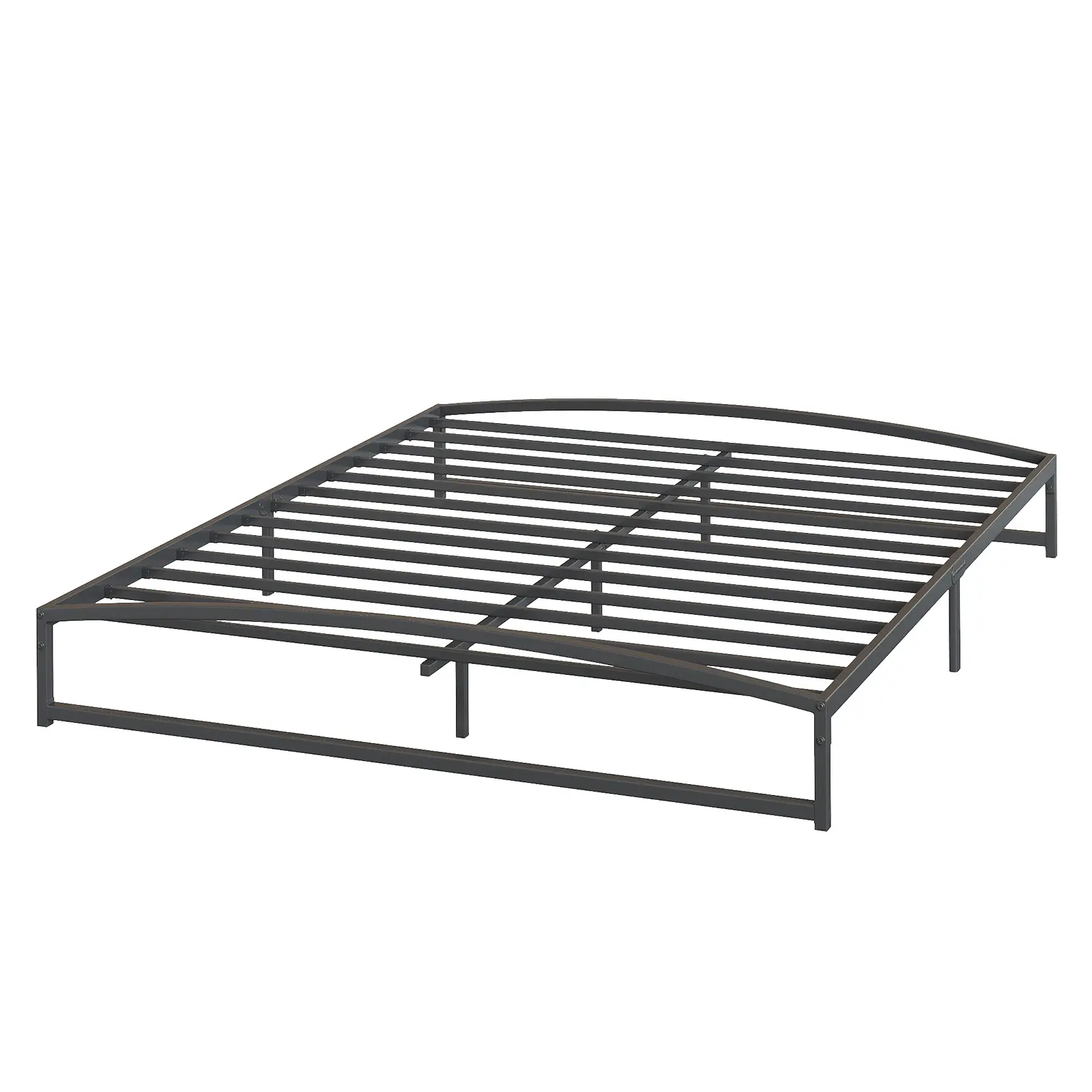 Full 10 Inch Metal Platform Bed Frame Convex Design Heavy Duty Steel Slat Mattress Foundation Box Spring Free Black