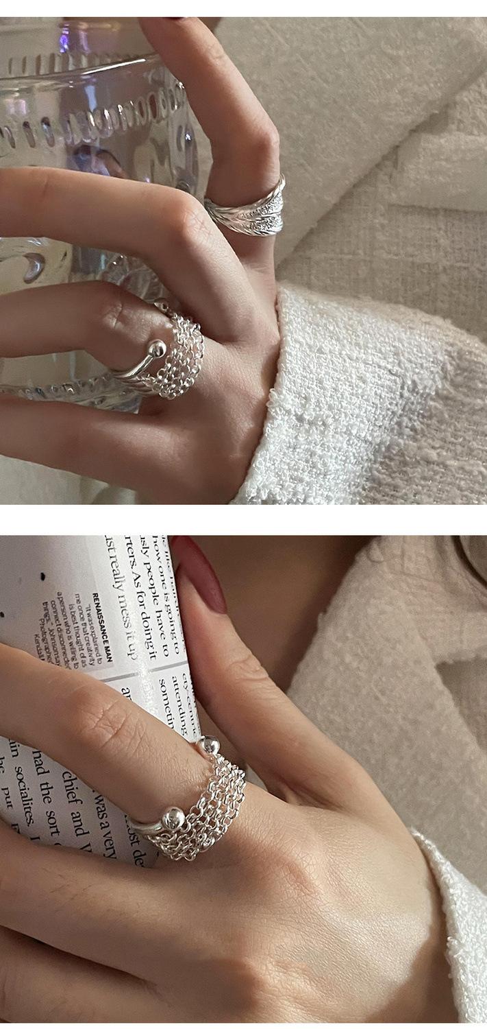 A high-end, high-quality, niche treasure 925 sterling silver ring for women with an ins pleated texture and soft chain design