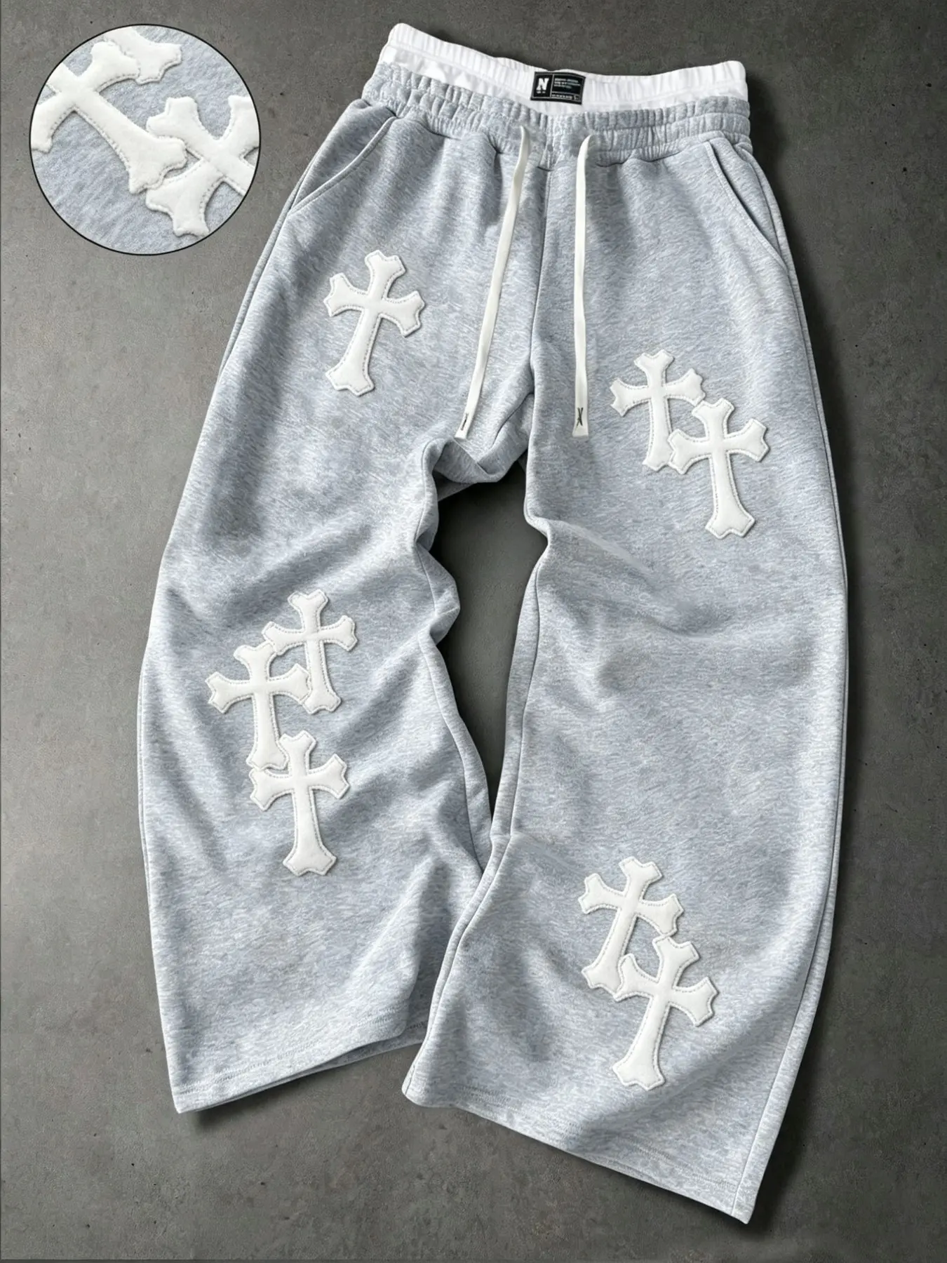 Men Colorful Cross Patch Sweatpants, Vintage Streetwear, Loose Straight Casual Trousers, Comfortable and Stylish, Perfect for Daily Wear