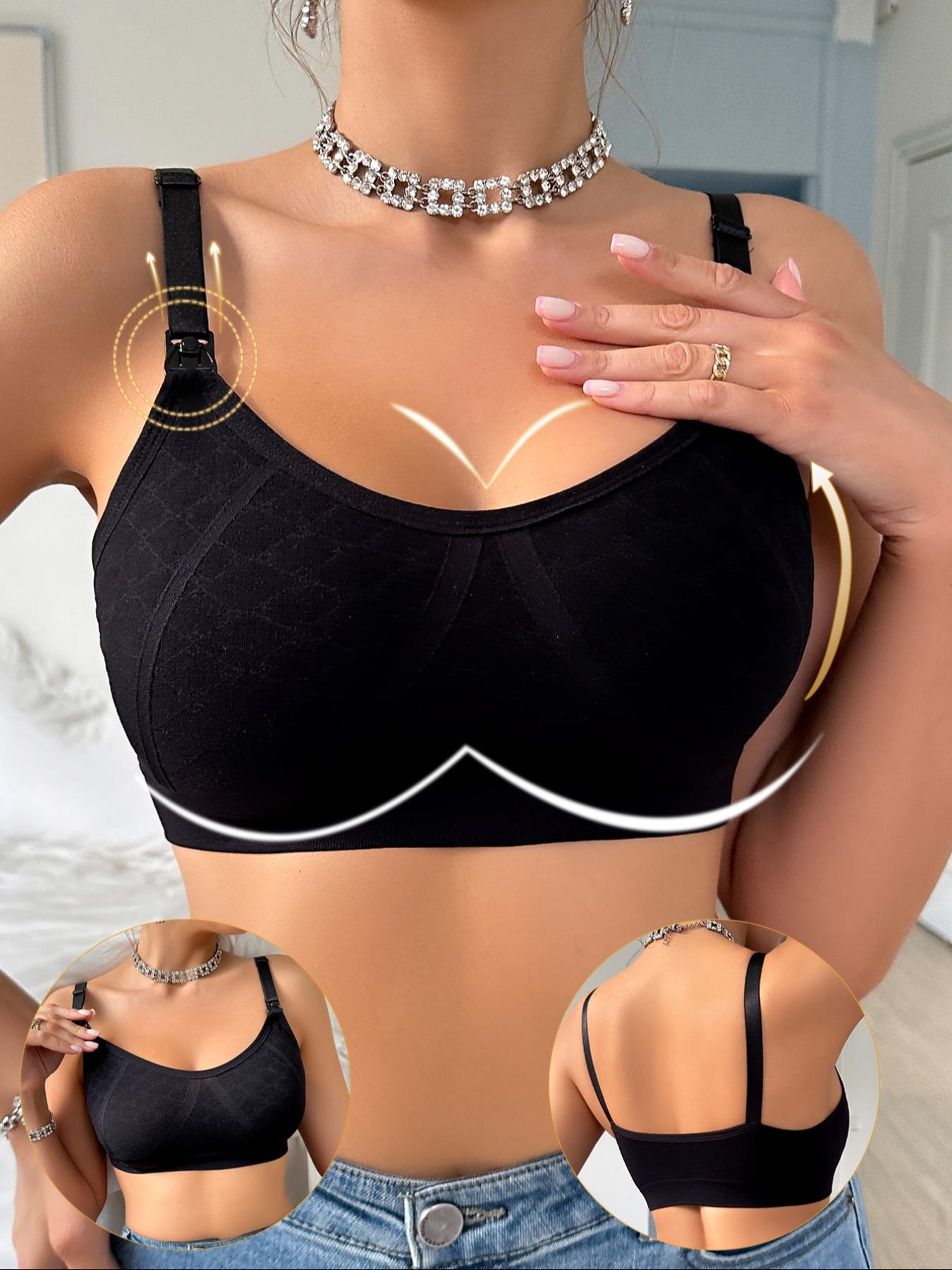 Maternity Solid Color Buckle Front Wireless Bra, Comfortable Breathable Pregnancy & Nursing Bra, Maternity Underwear for All Seasons