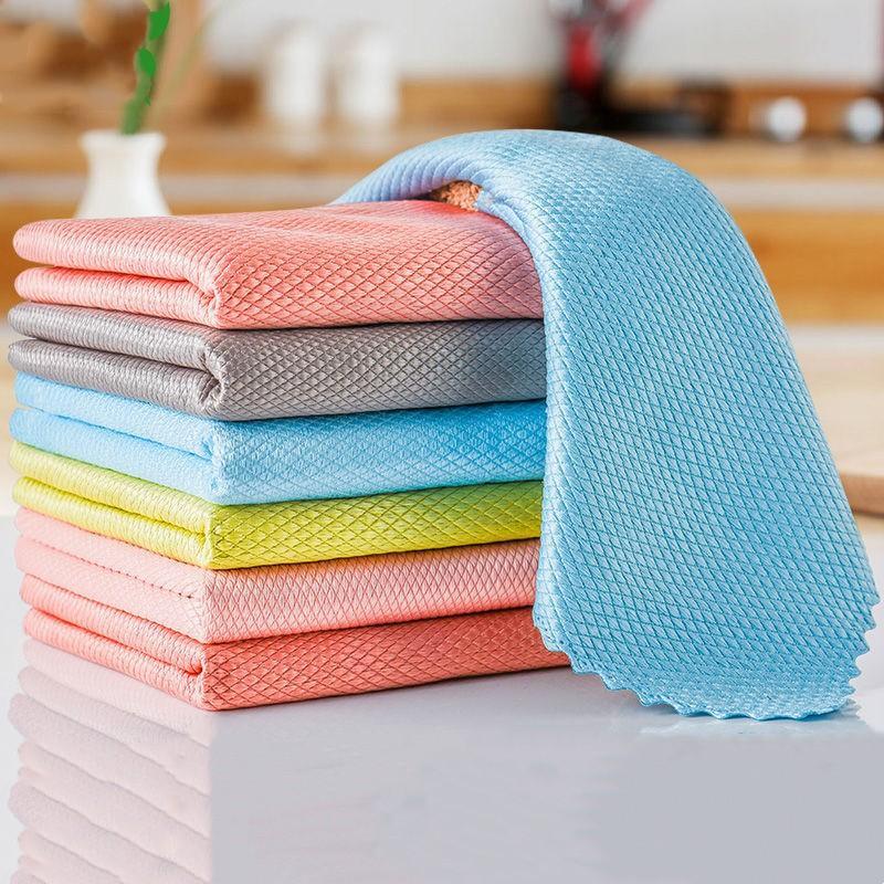 10-1PC Microfiber Washing Dish Cloth Cleaning Towel Super Absorbable Window Glass Cleaning Cloth Kitchen Anti-grease Wiping Rags