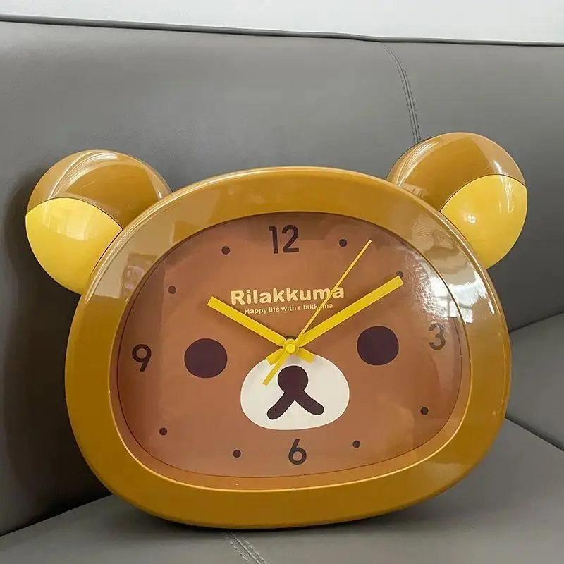 Rilakkuma Anime Peripheral Wall Clock Alarm Clock Cute Cartoon Silent Clock Living Room Bedroom Sweeping Second Quartz Clock