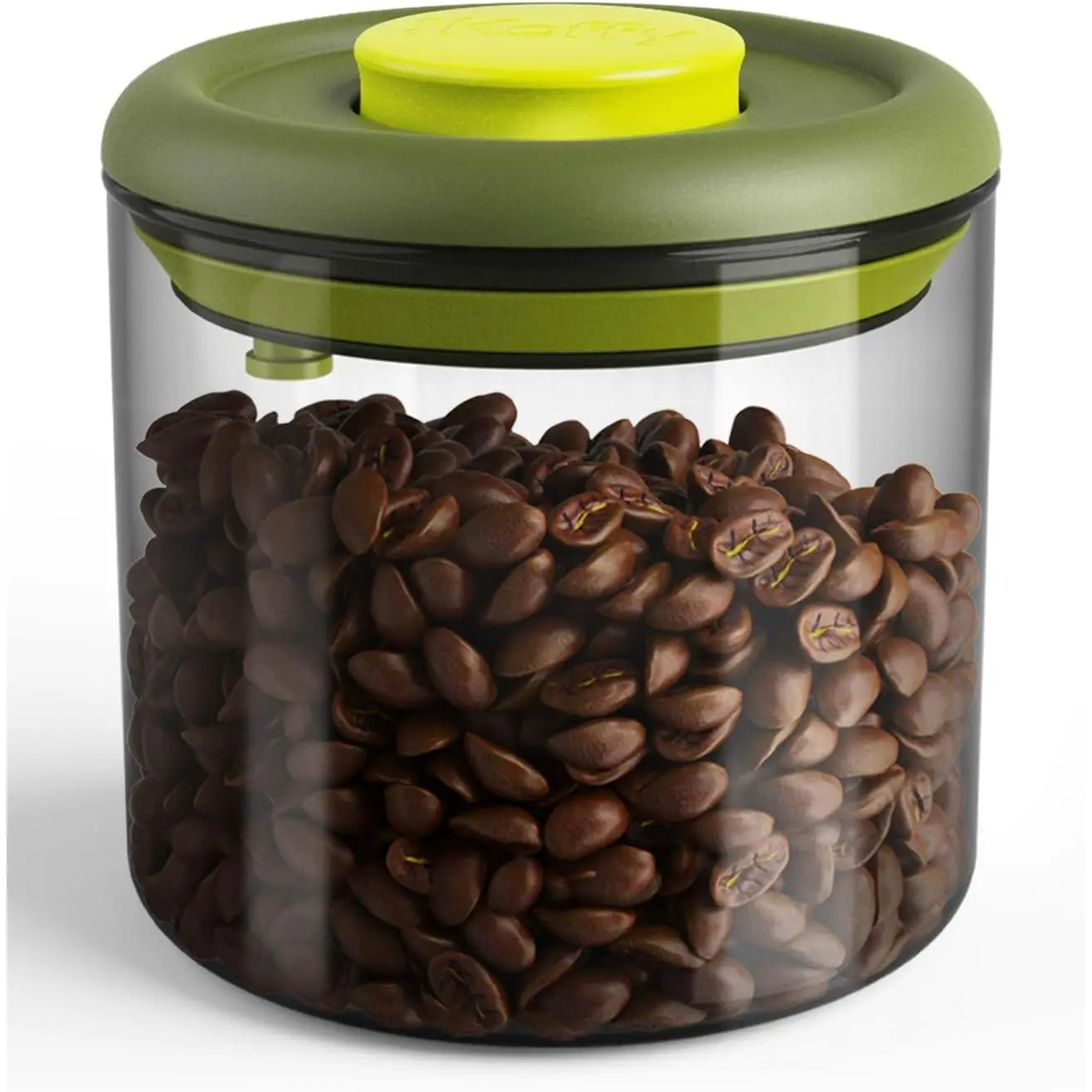 Vacuum Sealed Coffee Canister, 20.5oz Airtight Glass Jar | Borosilicate Glass, UV-Protective Tint, 360° Airtight Seal, One-Press Pop Top, for Coffee Beans & Grounds