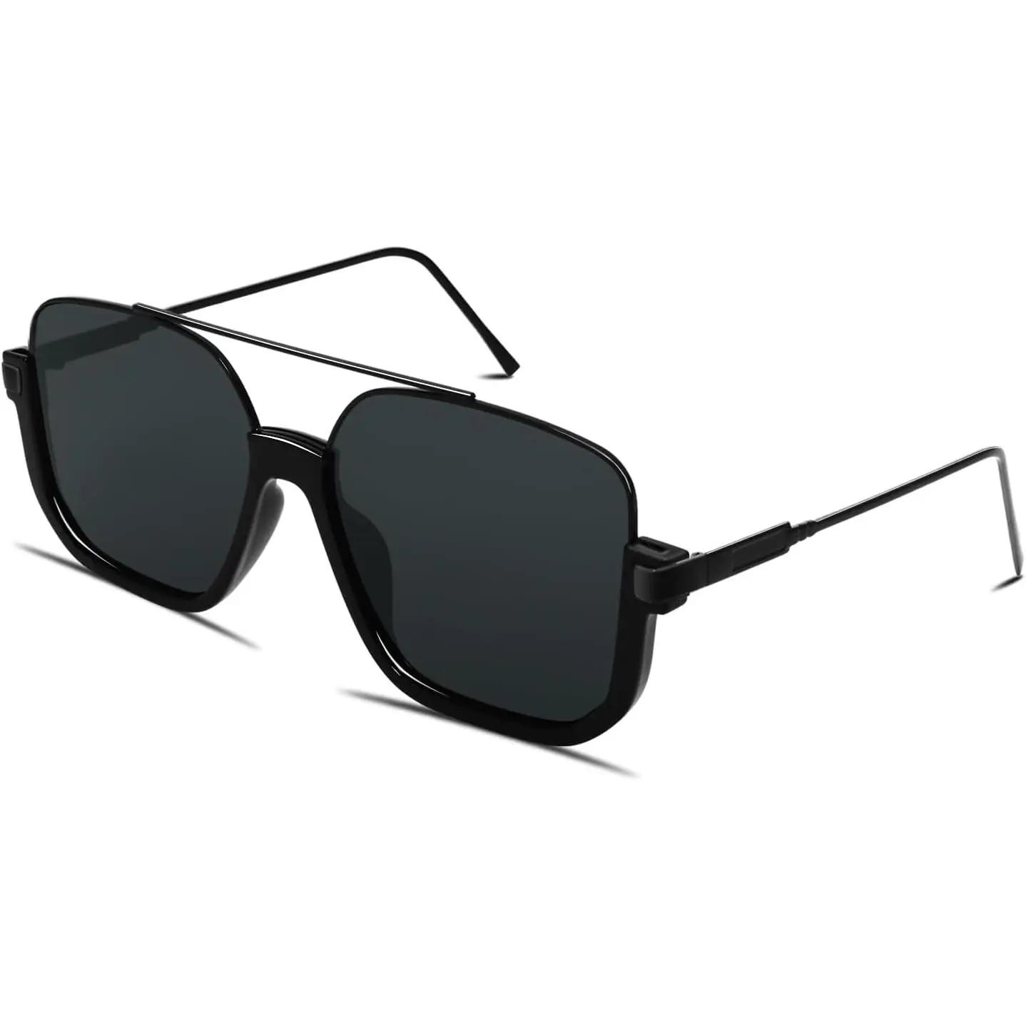 Retro Oversized Aviator Sunglasses for Men, Lightweight Protective 70s Square Bridge Hanging Home Decor Shades