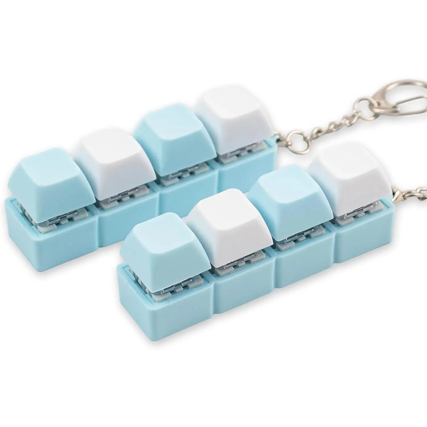 2 Pcs Blue Keyboard Clicker Fidget Toy, Loud Keyboard Fidget Toy for Adult, 4 Keys Anxiety Toy Keyboard Keychain for Stress Relief Pass Timefidget toys