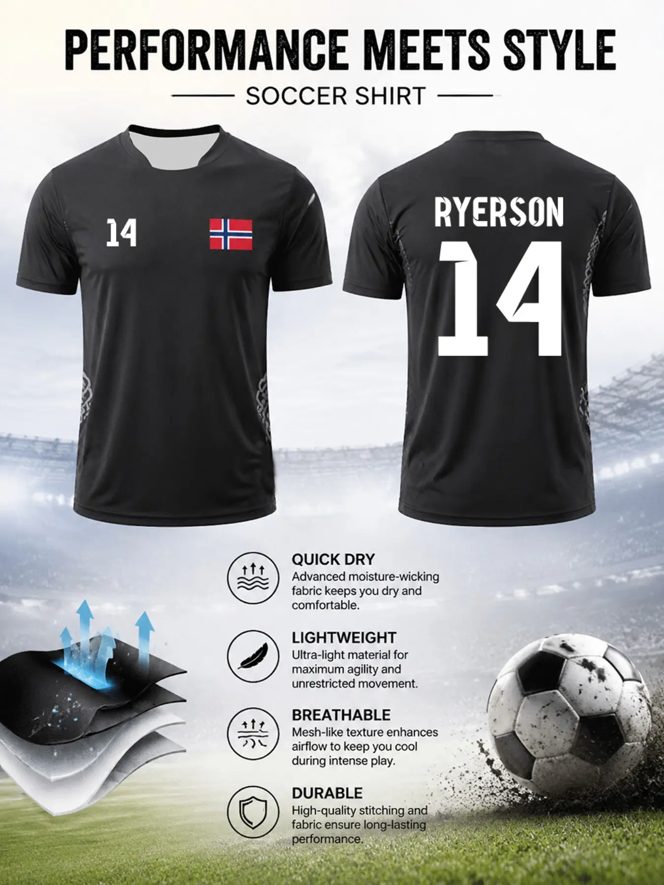 2026 Men's Norway National Team Away Soccer Jersey, Football Shirt, Sports Top, Quick-Dry Breathable Mesh, Geometric Print, Comfortable Slim Fit Training Top