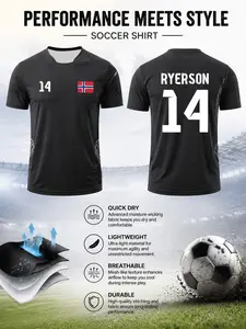 2026 Men's Norway National Team Away Soccer Jersey, Football Shirt, Quick-Dry Breathable Mesh, Geometric Print, Comfortable Slim Fit Training Top