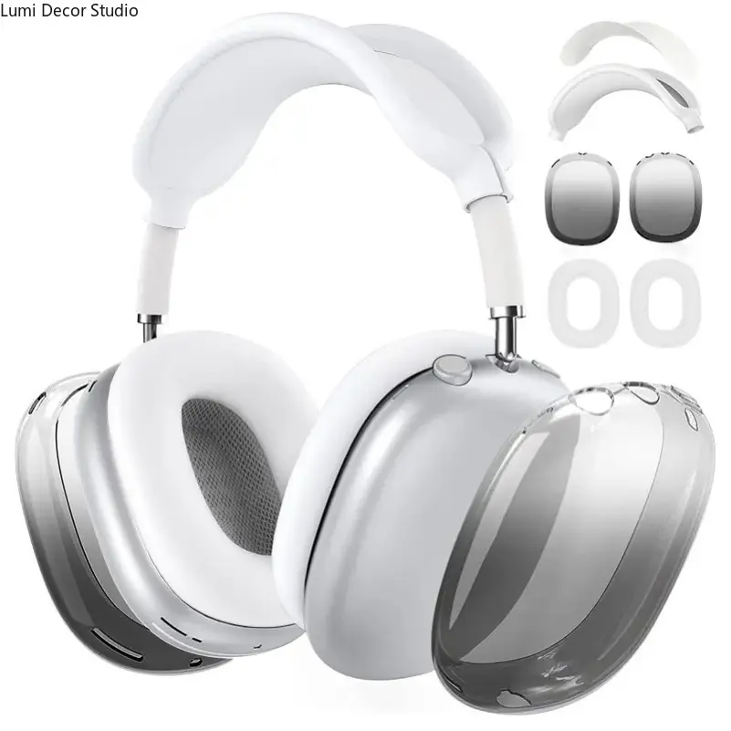 Gradient Transparent Headphone Cover - Soft TPU Protective Case with Clear Shell Design for Over-Ear Headphones and Daily Carry
