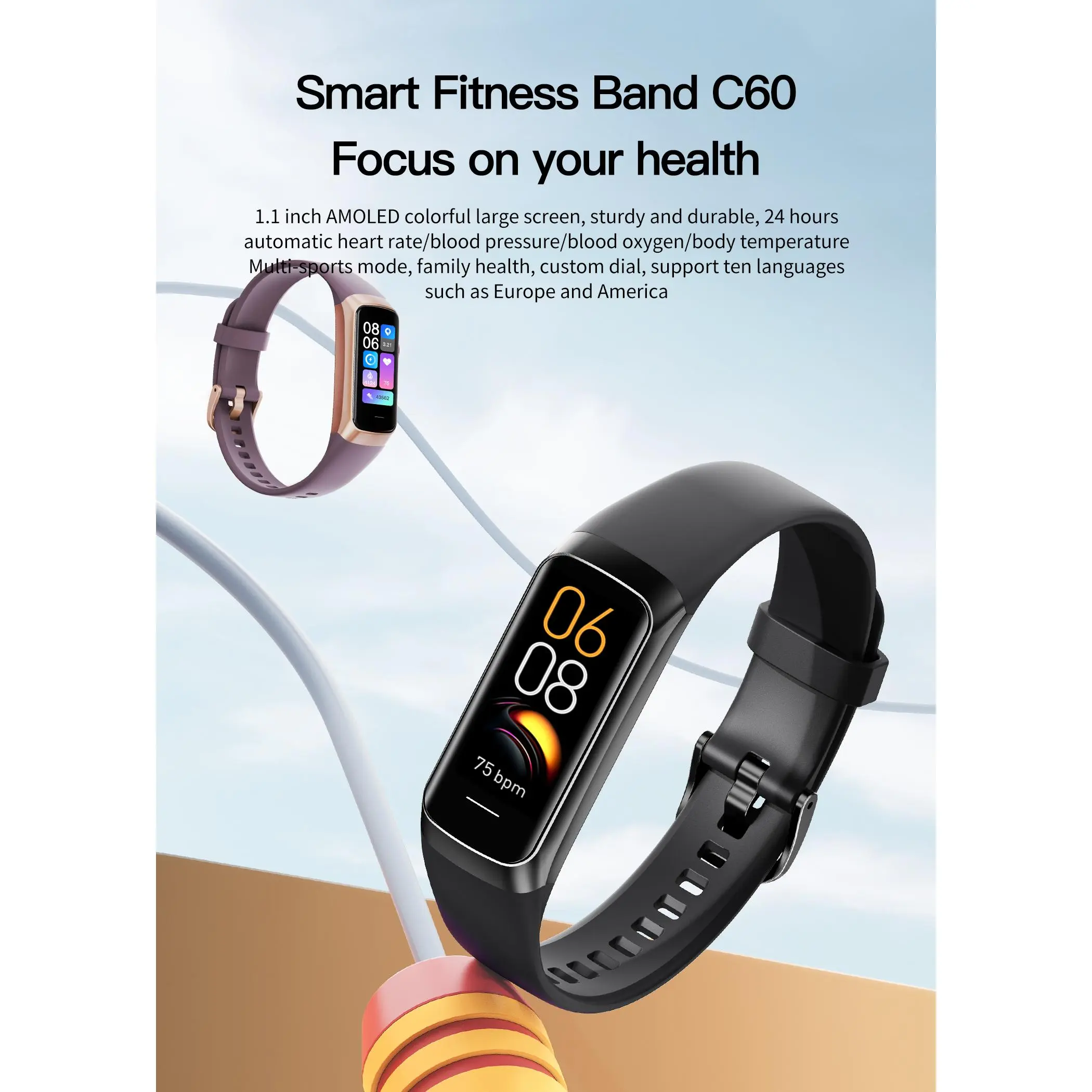 LIGE AMOLED Smart Watch, IP68 Waterproof Fitness Tracker for Men and Women, Heart Rate & Blood Monitoring, 2026 Automatic Bluetooth Smart Bracelet