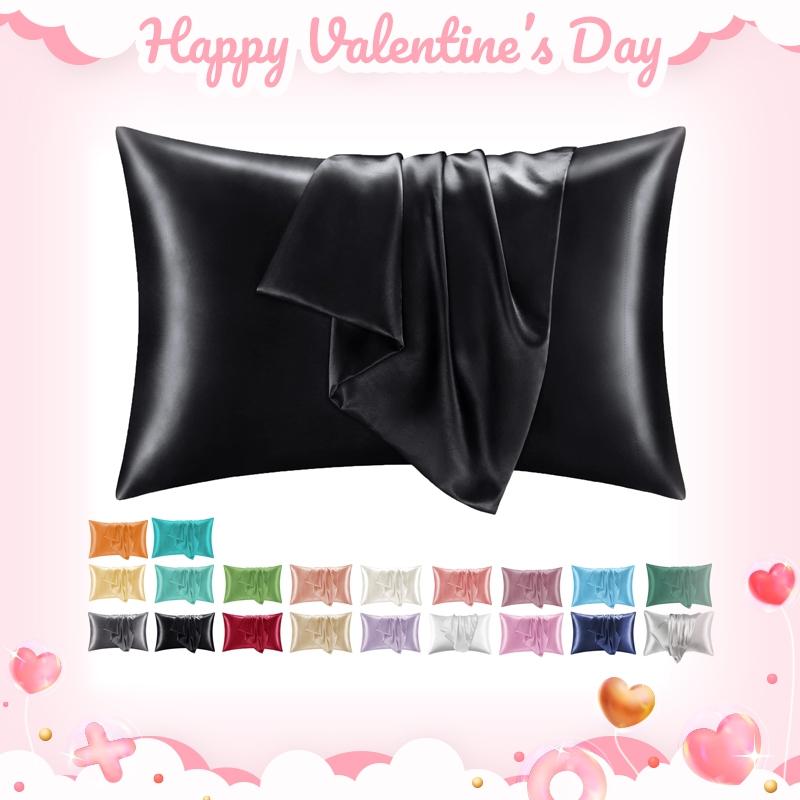 Solid Color Satin Pillowcase, 2 Counts Modern Simple Pillowcase without Filler, Soft Comfortable Pillow Cover for Home Bedroom Dormitory Hotel, Silky Satin Bedding