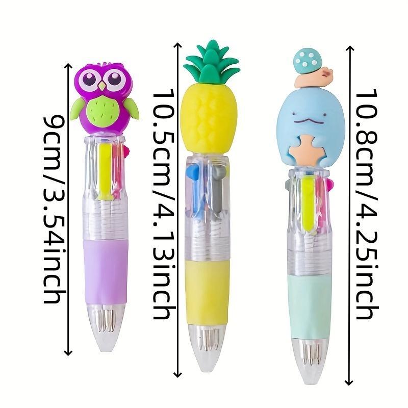 Random Color Cute Cartoon Design Retractable Ballpoint Pen, 10/20pcs Portable Easy To Hold Round Body Ballpoint Pen, Writing Pen for Office & School Writing Stationery