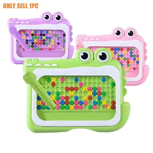 Crocodile Bead Board, Low-Maintenance Painting Toy, Reusable Magnetic Pen Activity, Kids Bead Maze Board, Cute Crocodile Shape, Focus Training Toy, Keeping Kids Engaged. Magnetic Pen Included Crocodile-Shaped Drawing Board