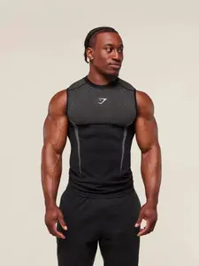 Men's Fitness Vest Top, Casual Breathable Tight-Fitting Short Sleeve Running Training Muscle Shark Tank, Sports Wear for Gym and Workout
