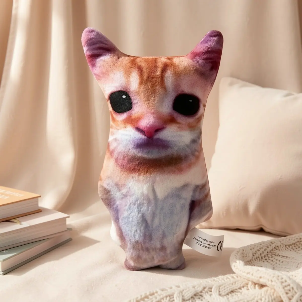 Realistic Tabby Cat Plush Toy, Funny Meme Stuffed Animal Doll, Soft Fluffy Cat Pillow, Decorative Plushie, Unique Gift for Cat Lovers