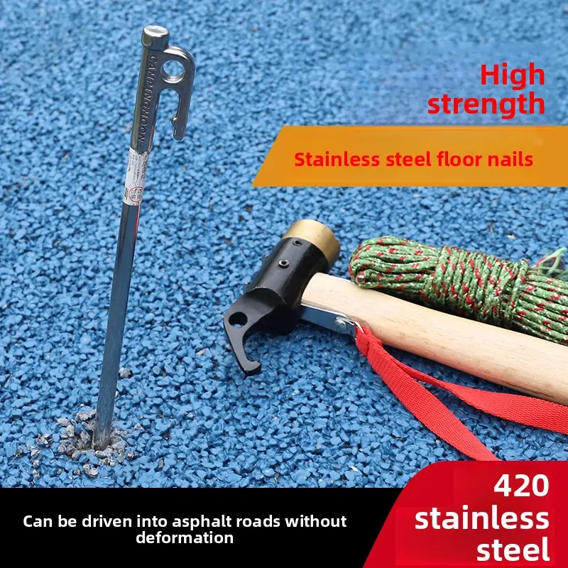 Heavy-Duty Tent Stakes, Lengthened 420 Stainless Steel Pegs with U-Hook Shape for Strong Grip and Windproof Hold for Beach Camps & Hard Ground, Outdoor Gadgets