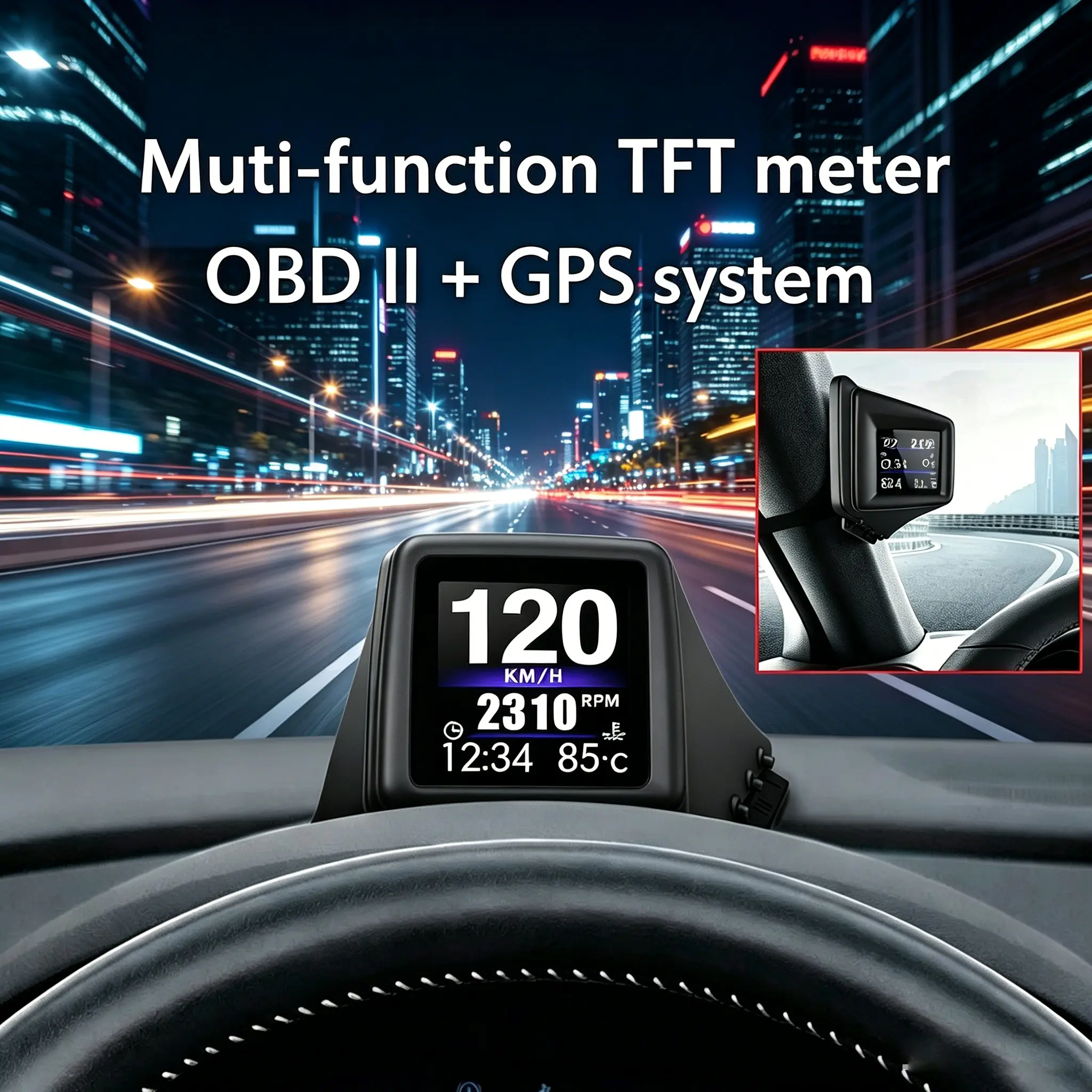 P8 Car HUD OBD2+GPS Dual System Head Up Display | 240*240 HD Smart Gauge Speedometer Car Display Screen for All Vehicles