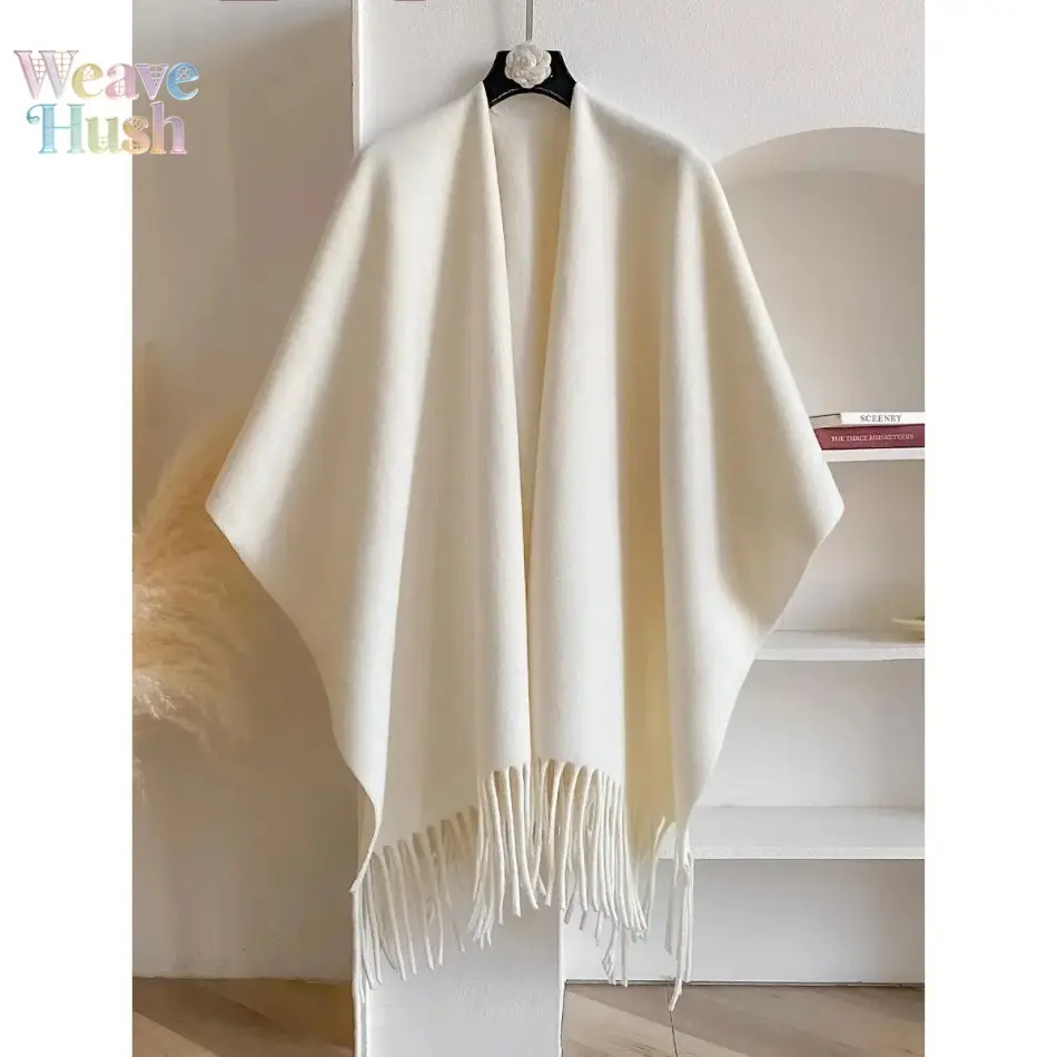 Female Boho Cape - Solid Color Fringe Edge Tencel Chiffon Shawl, All-Seasons Daily Wear Layering Essential, Versatile Sports & Outdoor Fashion Accessory