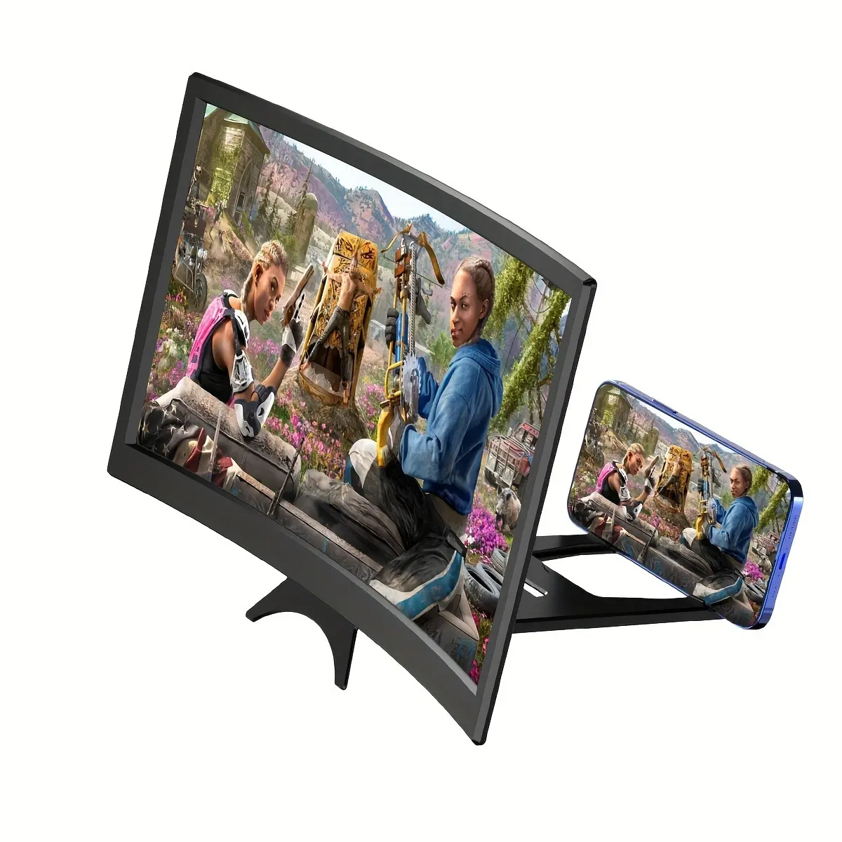 12-Inch Smartphone Screen Magnifier with Adjustable Stand – Portable Dual-Viewing Design, Ideal for Gaming, Video Calls, and Movie Nights – Battery-Free, Compatible with Smartphones and Tablets, Stylish High-Quality Lens